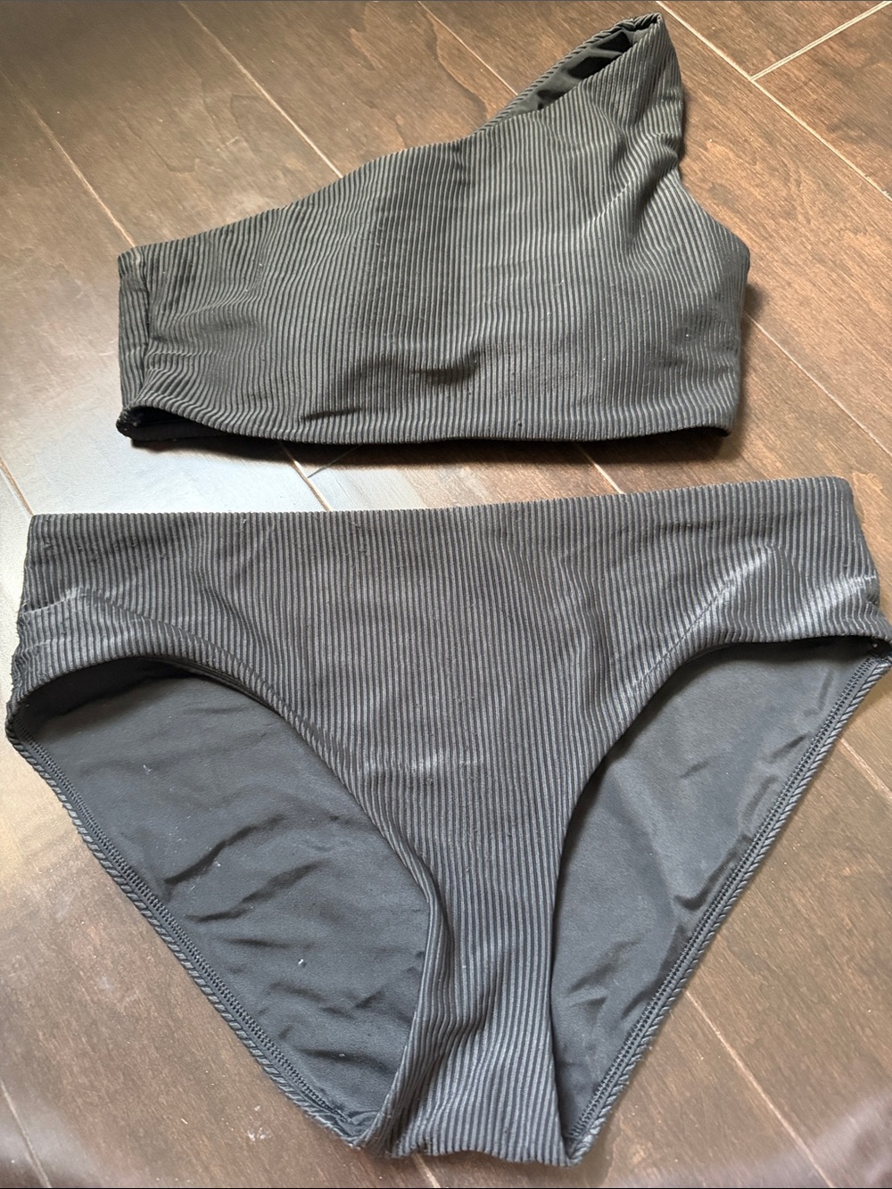 Calia Ladies Ribbed Black Bikini - Picture 1 of 5